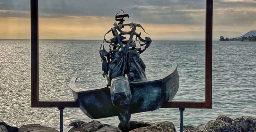 Sculpture Valais 3e Âge de Fer Pêcheur du lac Léman Prix du jury Biennale de Montreux 2021