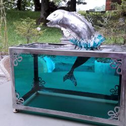 Sculpture Valais - 3e Âge de Fer - Catégorie : Fer et Verre - Titre : Aquarium et poisson