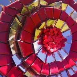 Jardinière de fleurs; mosaïque et acier Jardinière de fleurs