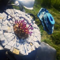 Jardinière de fleurs; mosaïque et acier Jardinière de fleurs